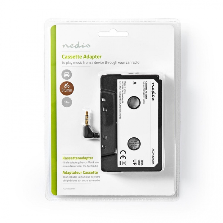 Nedis AUX Cassette-Adapter voor Autoradio | 3,5 mm | Kabellengte: 1.00 m | Zwart