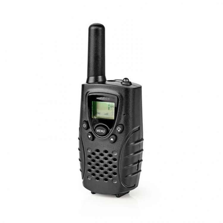 Nedis Walkie talkie Set | 2 Handsets | 8000 m | Aantal frequentiekanalen: 8 | PTT / VOX | 150 min | Koptelefoonoutput | Zwart