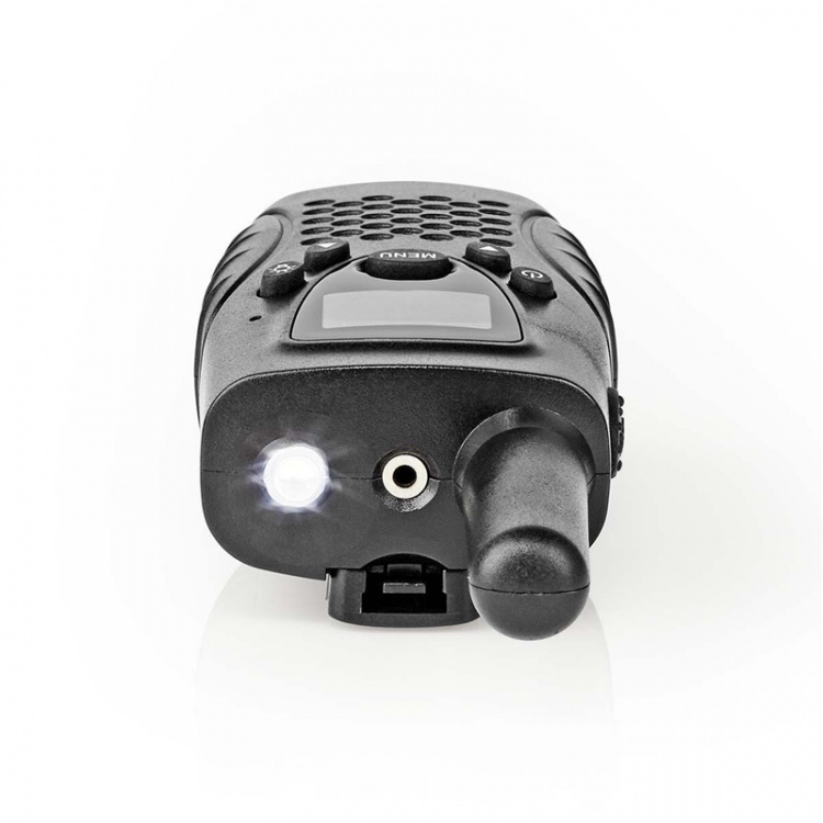 Nedis Walkie talkie Set | 2 Handsets | 8000 m | Aantal frequentiekanalen: 8 | PTT / VOX | 150 min | Koptelefoonoutput | Zwart