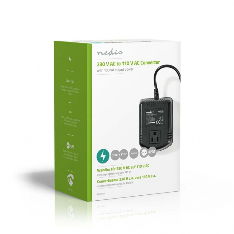 Nedis Power Converter | Netvoeding | 230 V AC 50 Hz | 70 W | Randaarde stekker | Zwart