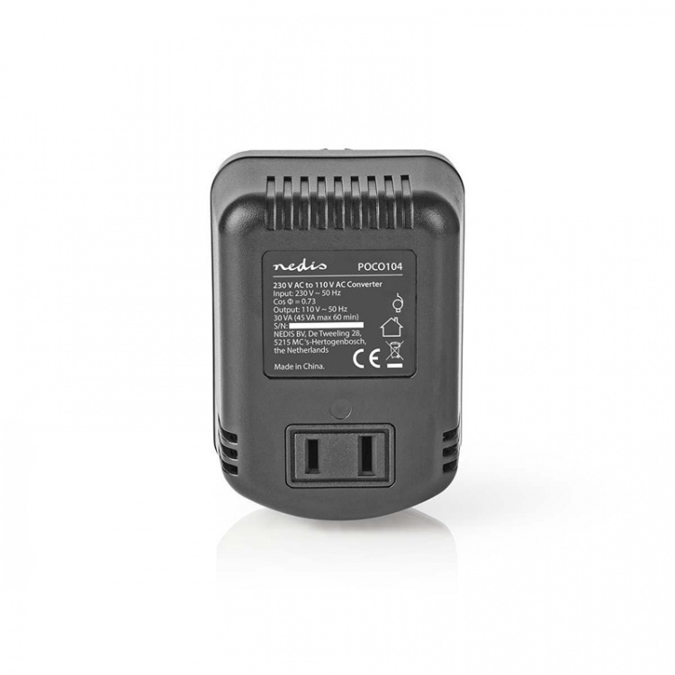Nedis Power Converter | Netvoeding | 230 V AC 50 Hz | 30 W | Randaarde stekker | Zwart