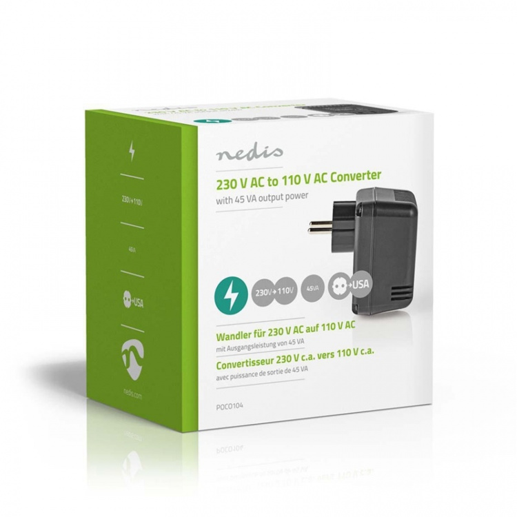 Nedis Power Converter | Netvoeding | 230 V AC 50 Hz | 30 W | Randaarde stekker | Zwart