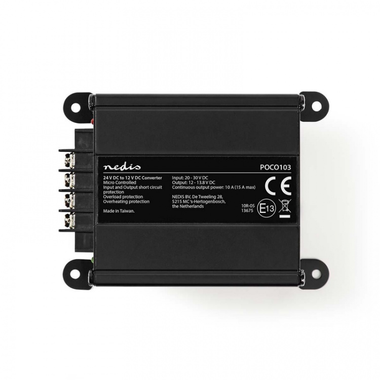 Nedis Power Converter | Auto Aangedreven | 24 V DC | 12 V DC | 120 W | Schroefklem | Voorzien van zekering | Zwart