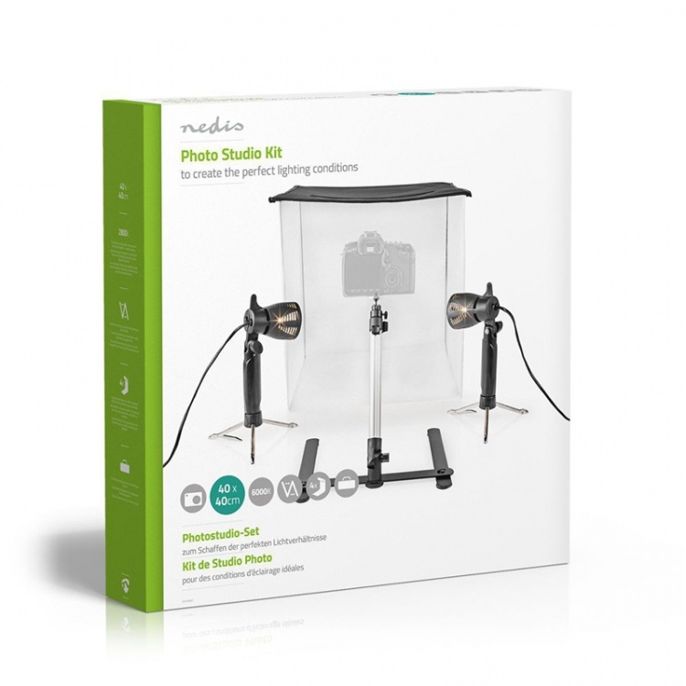 Nedis Fotostudioset | 400 lm | Opvouwbaar | Achtergronden inbegrepen | Inclusief reistas | Zwart Nedis Fotostudioset | 400 lm | Opvouwbaar | Achtergronden inbegrepen | Inclusief reistas | Zwart