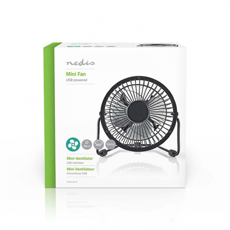 Nedis Tafelventilator | USB Gevoed | Diameter: 100 mm | 3 W | 1-Snelheid | Zwart