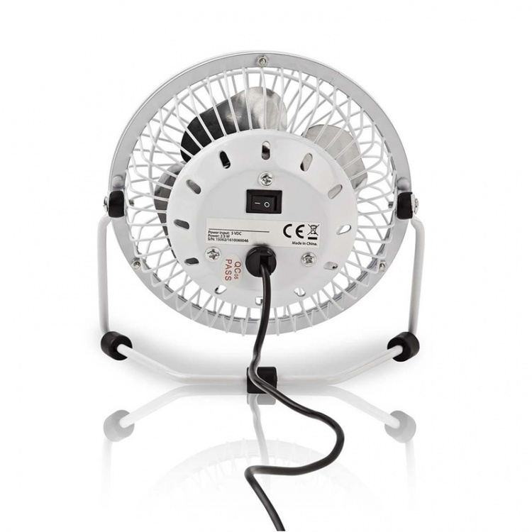 Nedis Tafelventilator | USB Gevoed | Diameter: 100 mm | 3 W | 1-Snelheid | Wit