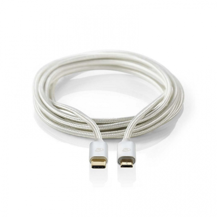Nedis USB-Kabel | USB 2.0 | USB-C™ Male | USB Micro-B Male | 10 W | 480 Mbps | Verguld | 2.00 m | Rond | Gevlochten / Nylon | Aluminium | Cover Window Box
