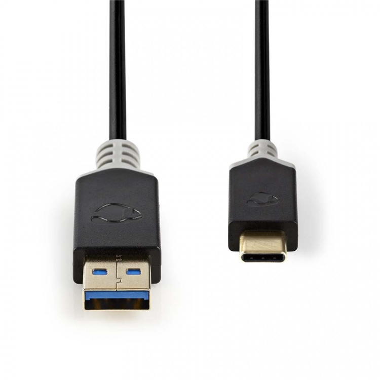 Nedis USB-Kabel | USB 3.2 Gen 1 | USB-A Male | USB-C™ Male | 60 W | 5 Gbps | Verguld | 1.00 m | Rond | PVC | Antraciet | Window Box