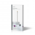 Nedis USB Multi-Port Adapter | 3-in-1 | USB 3.2 Gen 1 | USB-C™ Male | USB-A Female / USB-C™ Female / VGA Female 15p | 5 Gbps | 0.20 m | Rond | Verguld | Gevlochten / Nylon | Zilver | Cover Window Box