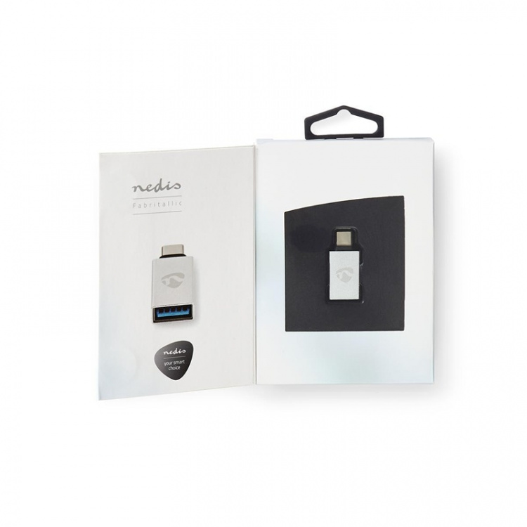 Nedis USB-C™ Adapter | USB 3.2 Gen 1 | USB-C™ Male | USB-A Female | 5 Gbps | Rond | Vernikkeld | Zilver | Cover Window Box