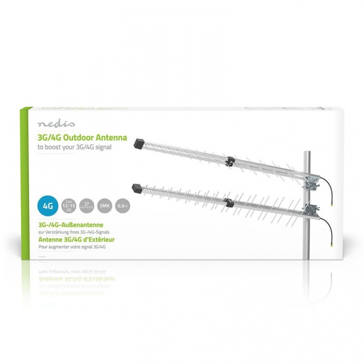 Nedis 4G / 3G Antenne | 5G | Buiten | 698 - 3800 MHz | Versterking: 15 dB | 0.30 m | Zilver Nedis 4G / 3G Antenne | 5G | Buiten | 698 - 3800 MHz | Versterking: 15 dB | 0.30 m | Zilver