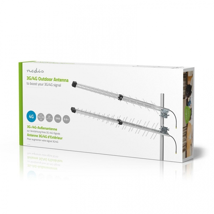 Nedis 4G / 3G Antenne | 5G | Buiten | 698 - 3800 MHz | Versterking: 15 dB | 0.30 m | Zilver Nedis 4G / 3G Antenne | 5G | Buiten | 698 - 3800 MHz | Versterking: 15 dB | 0.30 m | Zilver