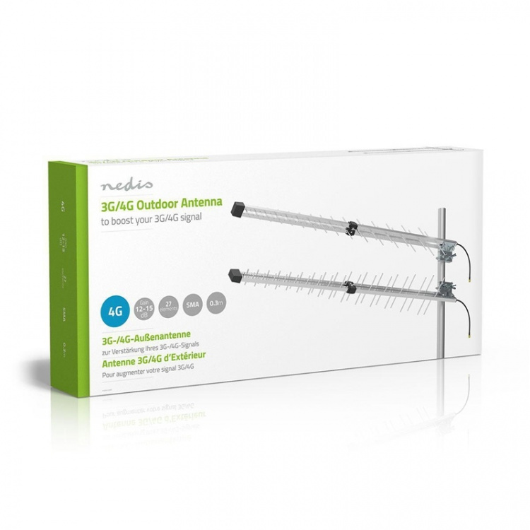 Nedis 4G / 3G Antenne | 5G | Buiten | 698 - 3800 MHz | Versterking: 15 dB | 0.30 m | Zilver Nedis 4G / 3G Antenne | 5G | Buiten | 698 - 3800 MHz | Versterking: 15 dB | 0.30 m | Zilver