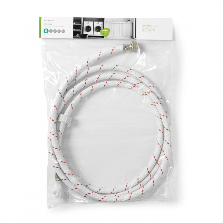 Nedis Nylon Toevoerslang | 1/2\'\' | 3/4\'\' | 10 Bar | 90 °C | 3.00 m | Toepassing: Schotel / Wasmachine | Nylon | Rood / Wit