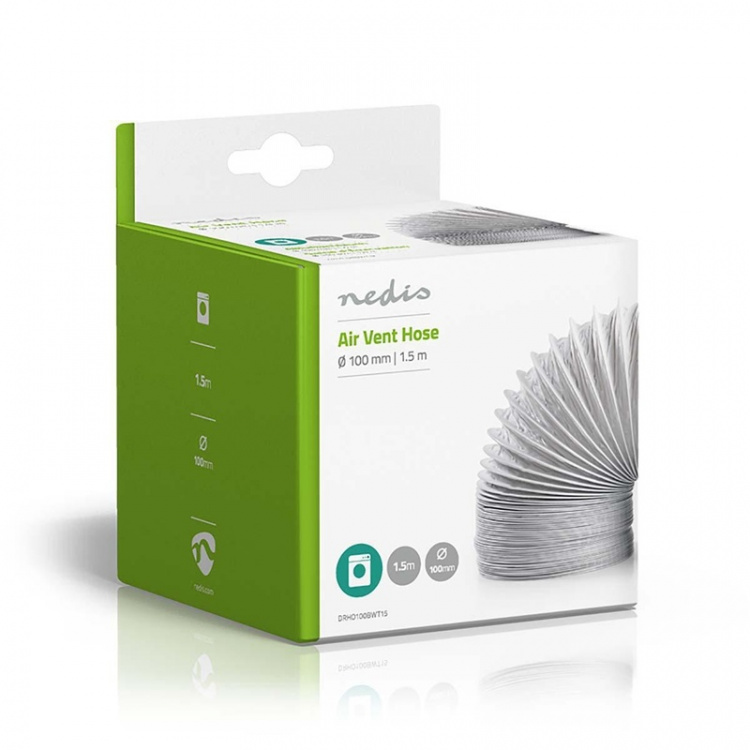 Nedis PVC Luchtafvoerslang | 100 mm | 1.50 m | Geschikt voor: Air Ventilation / Tumble Dryers | Wit