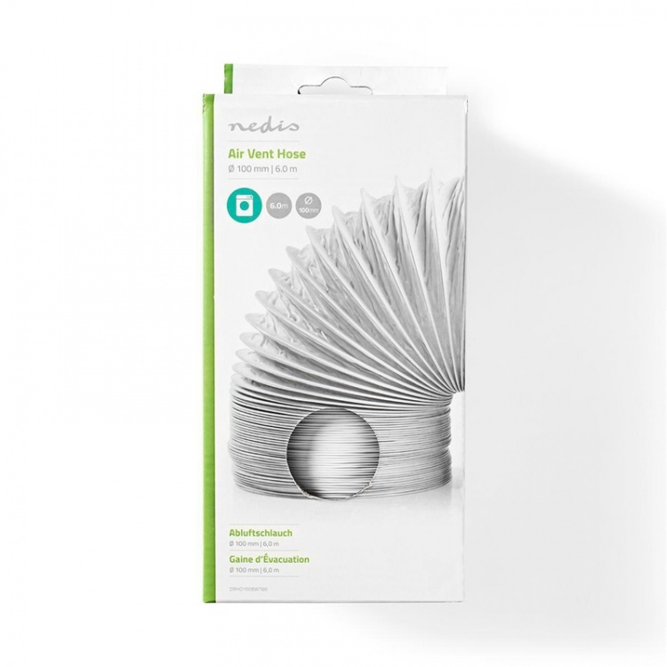 Nedis PVC Luchtafvoerslang | 100 mm | 6.00 m | Geschikt voor: Air Ventilation / Tumble Dryers | Wit