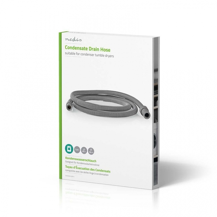 Nedis Afvoerslang | 8 mm | 10 mm | 1.50 m | Toepassing: Condensdroger | Kunststof / Rubberen | Grijs