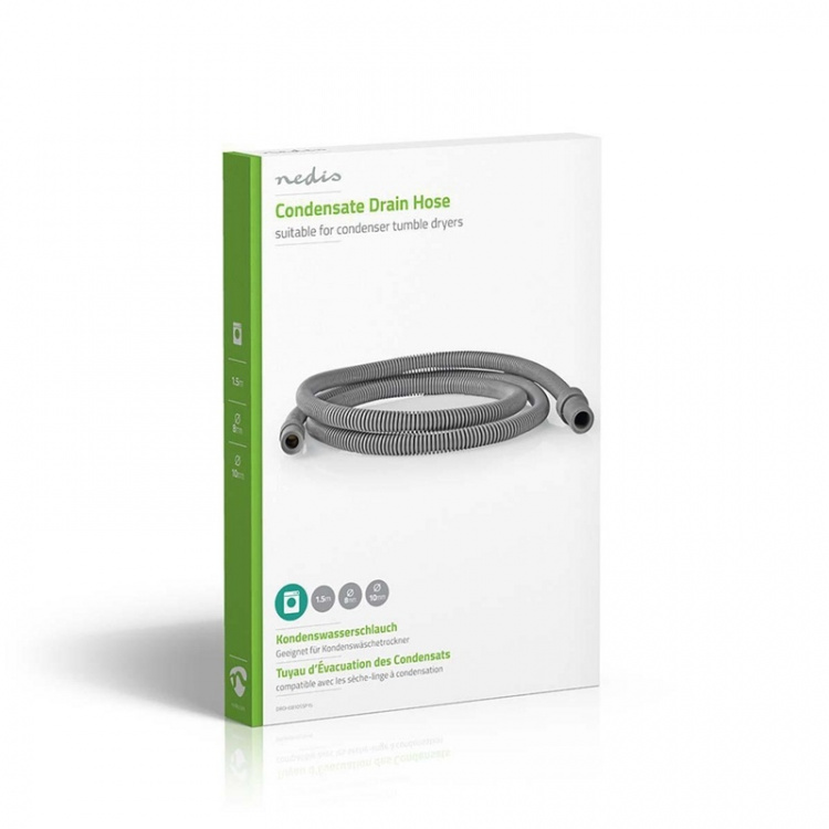 Nedis Afvoerslang | 8 mm | 10 mm | 1.50 m | Toepassing: Condensdroger | Kunststof / Rubberen | Grijs