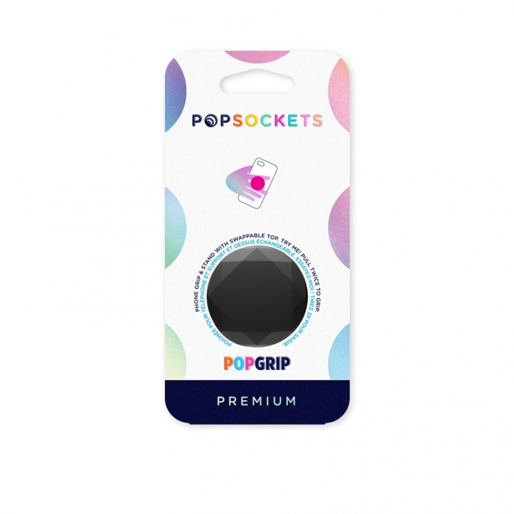 POPSOCKETS Metallic Diamond Black Removable Grip with Standfunction Premium 