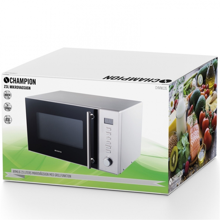 Champion Mikrovågsugn 23l 900W, Rostfri