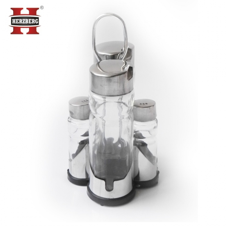 Herzberg Kryddställ med 4st kryddburkar