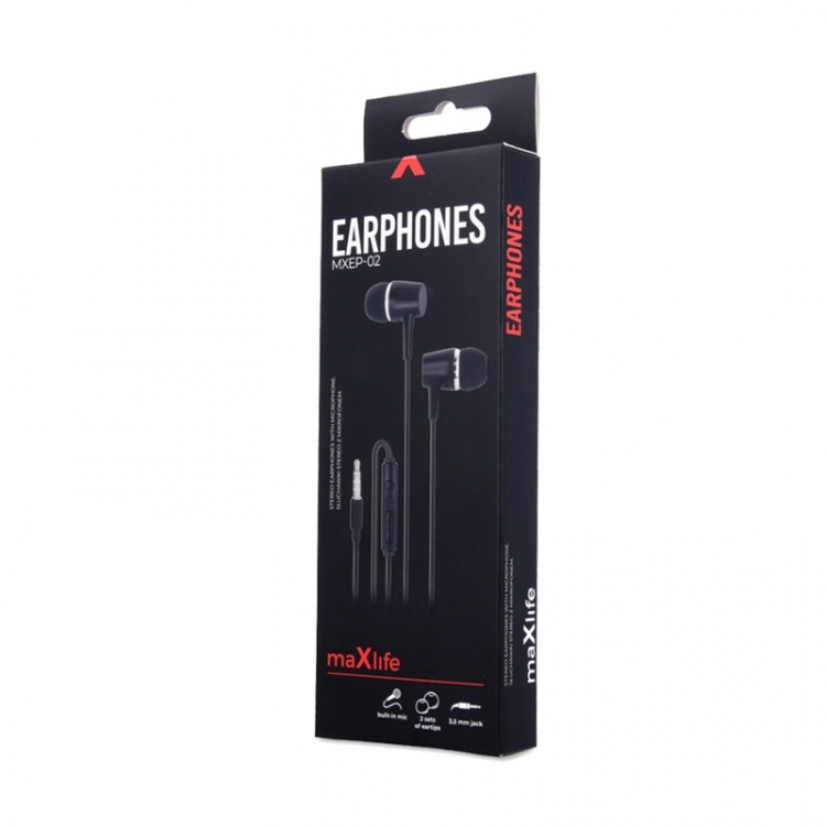 Maxlife MXEP-02 - In-ear hoofdtelefoon met microfoon, zwart Maxlife MXEP-02 - In-ear hoofdtelefoon met microfoon, zwart