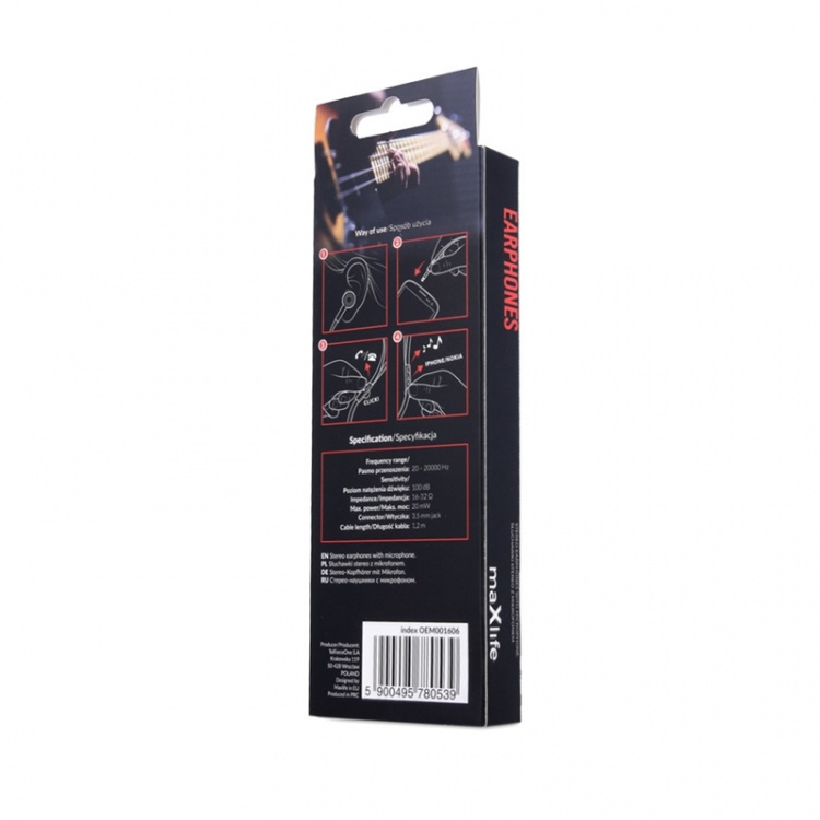 Maxlife MXEP-02 - In-ear hoofdtelefoon met microfoon, zwart Maxlife MXEP-02 - In-ear hoofdtelefoon met microfoon, zwart