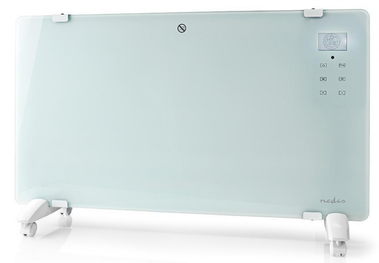 Nedis SmartLife Convectorkachel | Geschikt voor badkamer | Glazen Paneel | 2000 W | 2 Warmte Standen | LED | 15 - 35 °C | Instelbare thermostaat | Wit