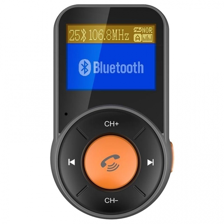 BT76 FM-zender met dubbele USB-oplader QC3.0+2.4A, zwart