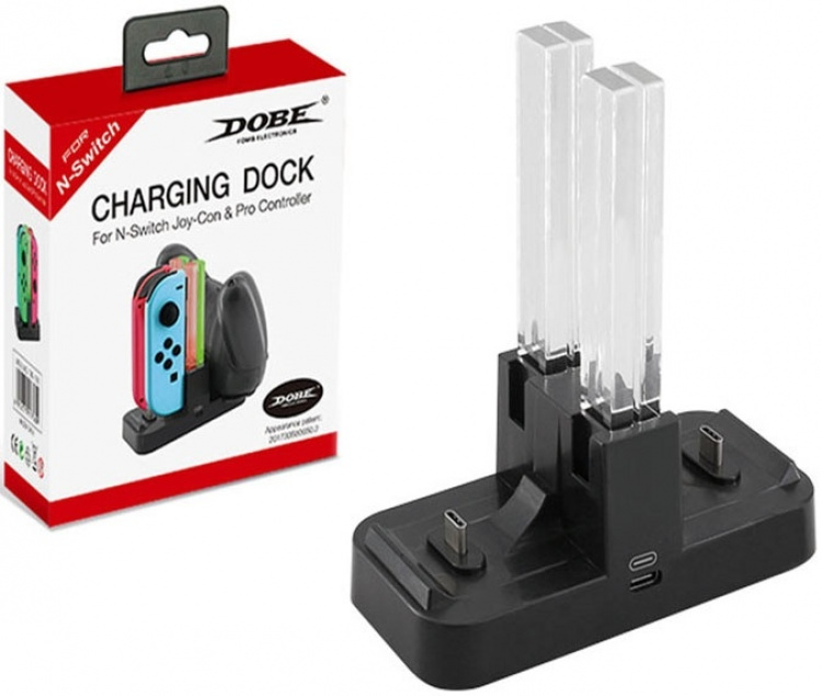 4 x Oplaadstation voor Nintendo Switch en de besturing ervan