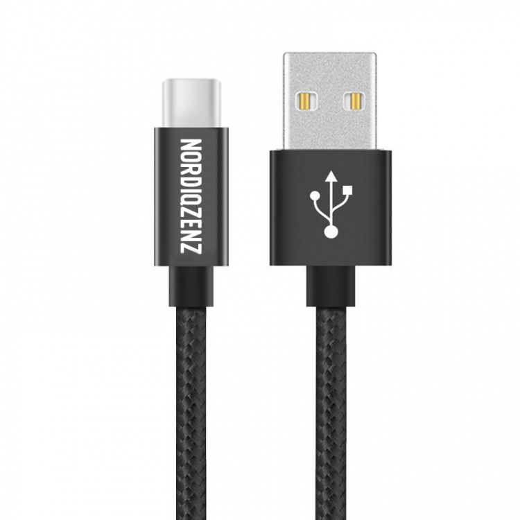 NORDIQZENZ USB-C textielkabel, 1m, Zwart