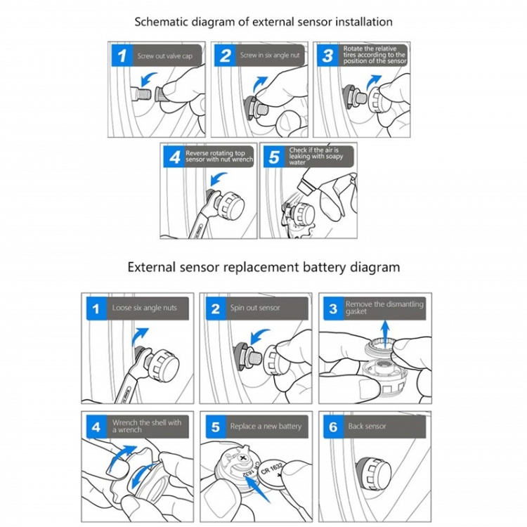 Bandenspanningsmeter op zonne-energie