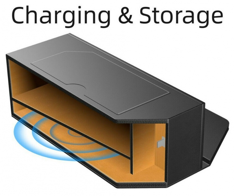 Opbergdoos voor in de auto met draadloos opladen