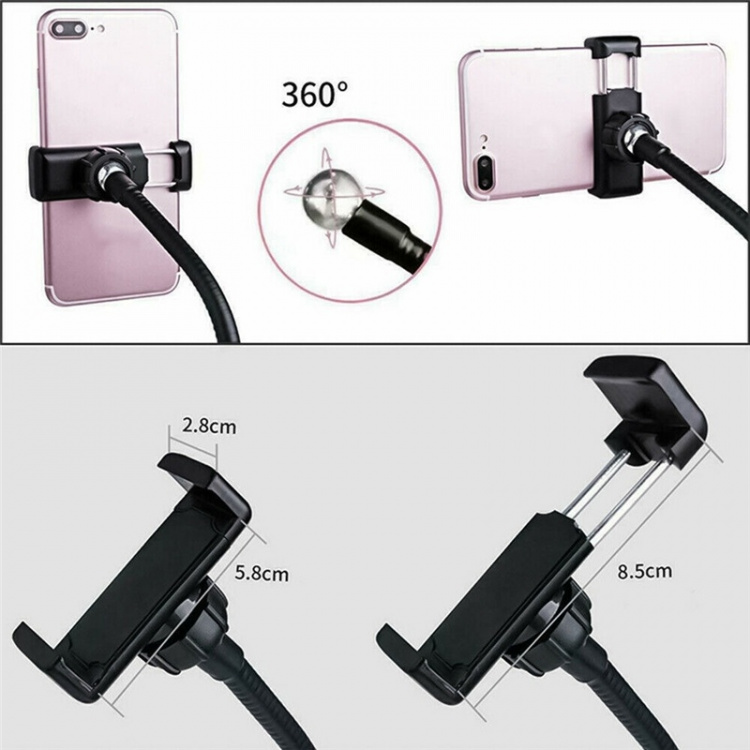 Ringlamp 9cm met flexibele standaard en gsm-houder Ringlamp 9cm met flexibele standaard en gsm-houder
