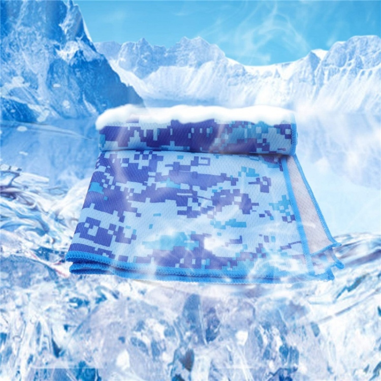 Verkoelende koelhanddoek, blauwe camouflage