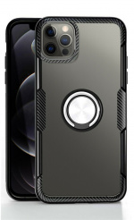 Hoesje met ringhouder voor iPhone 12 mini, Transparant/Zwart