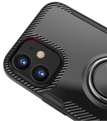 Hoesje met ringhouder voor iPhone 12 mini, Transparant/Zwart