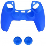 Silicone grip en 2 x Silicone cap voor PS5 controller, Blauw Silicone grip en 2 x Silicone cap voor PS5 controller, Blauw