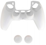 Silicone grip en 2 x Silicone cap voor PS5 controller, Wit Silicone grip en 2 x Silicone cap voor PS5 controller, Wit
