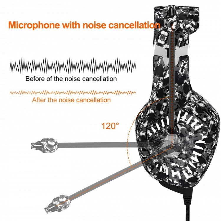 Gamingheadset voor pc, grijs camouflage Gamingheadset voor pc, grijs camouflage
