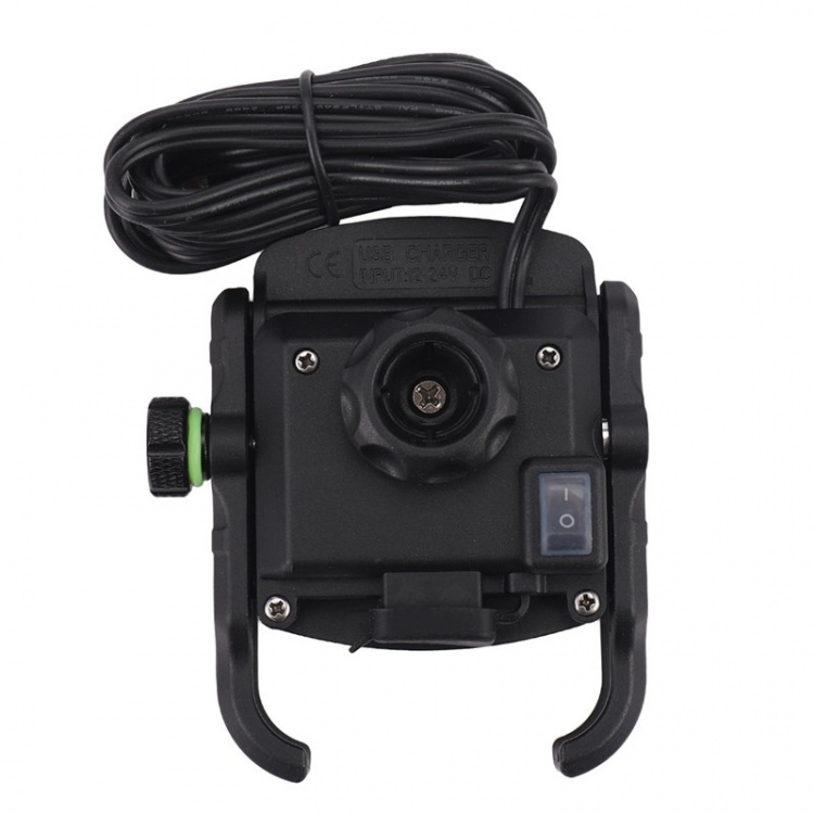 Houder voor mobiele telefoon voor motorfiets met QC3.0 snellader, zwart Houder voor mobiele telefoon voor motorfiets met QC3.0 snellader, zwart