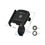Houder voor mobiele telefoon voor motorfiets met QC3.0 snellader, zwart Houder voor mobiele telefoon voor motorfiets met QC3.0 snellader, zwart