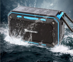 Waterbestendige luidspreker met karabijnhaak en fietsbevestiging Waterbestendige luidspreker met karabijnhaak en fietsbevestiging