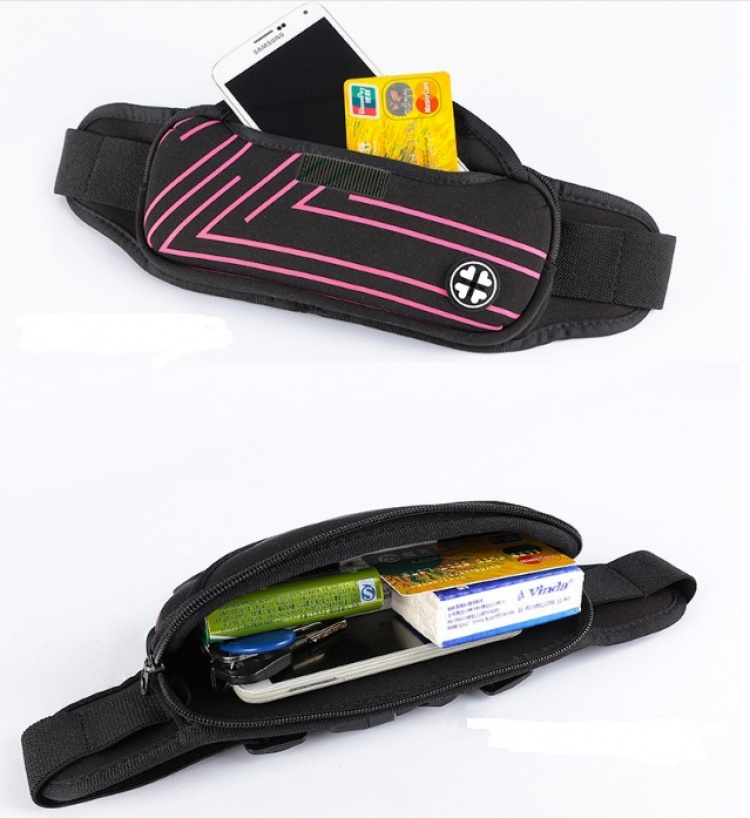 Sportieve heuptas met strepen, Roze Sportieve heuptas met strepen, Roze