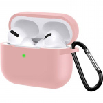 Siliconen beschermhoes met haak voor Airpods Pro, Roze Siliconen beschermhoes met haak voor Airpods Pro, Roze