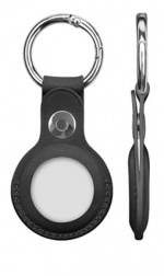 PU-lederen hoesje met sleutelhanger voor Airtag, Zwart