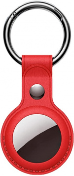 PU-lederen hoesje met sleutelhanger voor Airtag, Rood