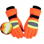 Skihandschoenen in varsel kleuren met reflectoren, Oranje, Maat L