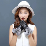 Stijlvolle touchscreen-handschoenen van kunstleer en nepbont, M