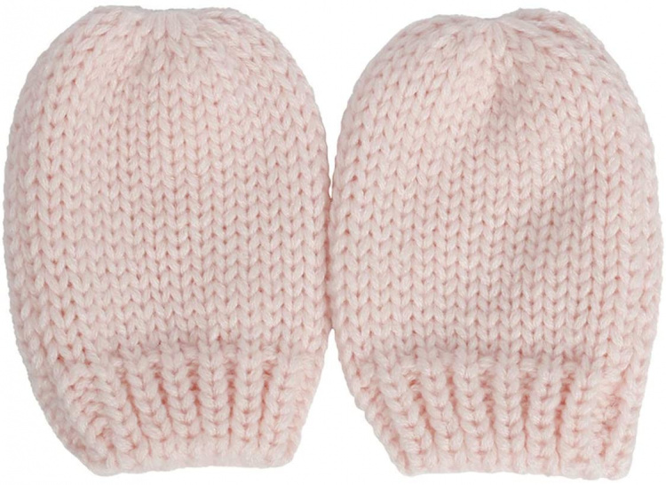 2 x Schattige gebreide set met muts en wanten voor baby, Medium, Roze